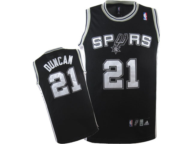 NBA San Antonio Spurs 21 Tim Duncan Authentic Road Black Jersey